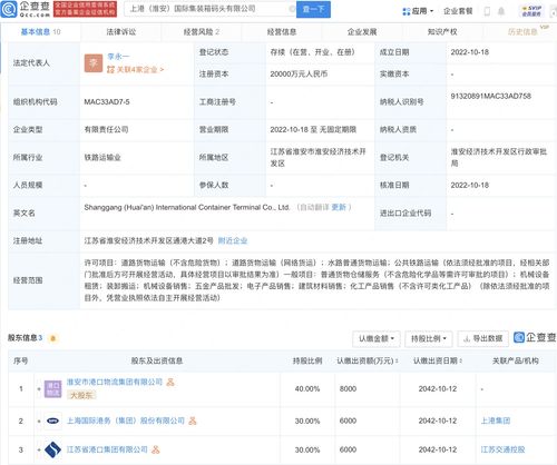 上港集團布局淮安 2億元注冊資本成立國際集裝箱碼頭公司，家族企業戰略投資啟航